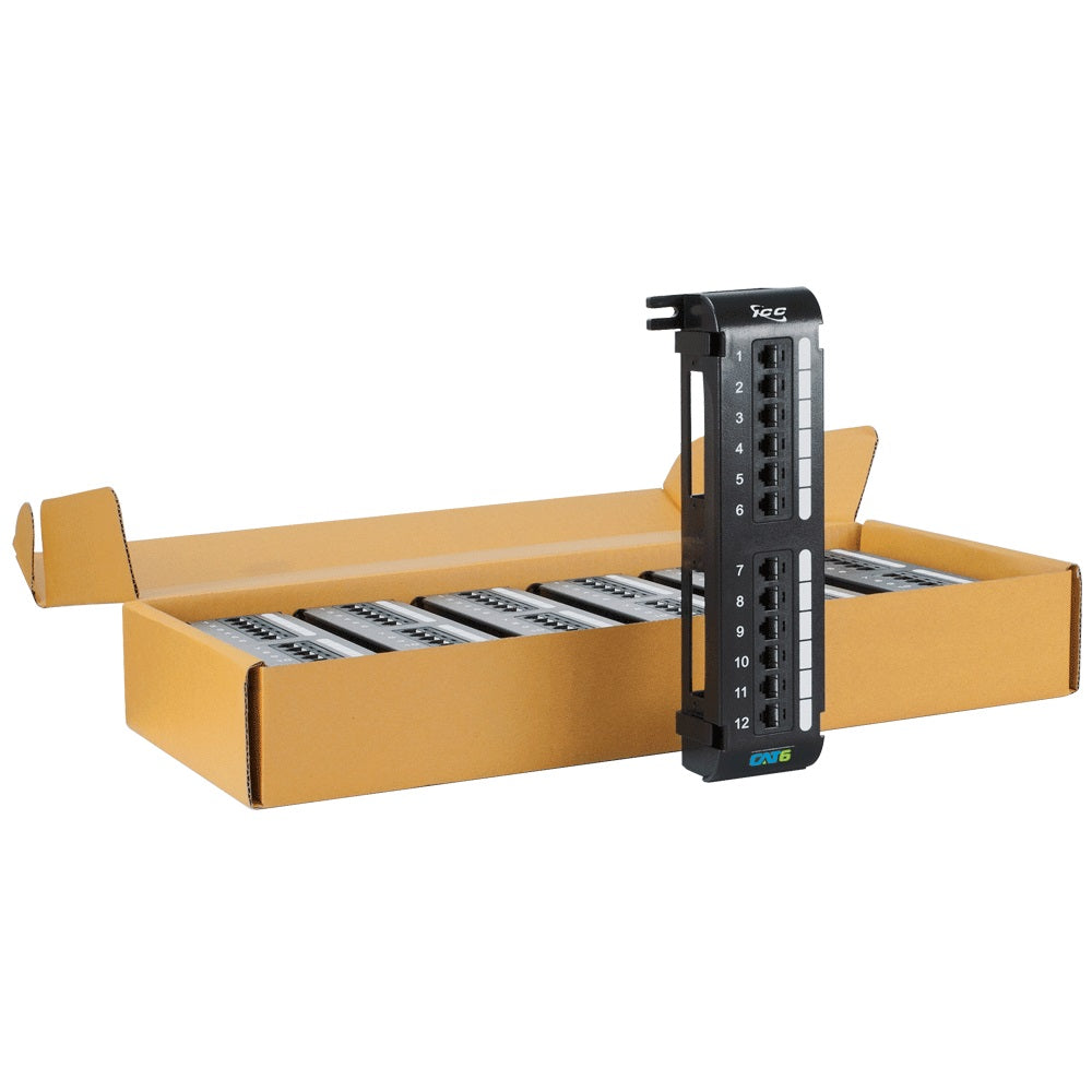 PATCH PANEL- VERT- CAT 6- 12-PORT- 6 PK