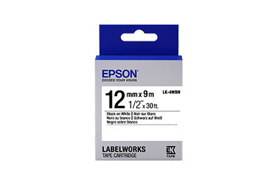LABEL WORKS LABELS STND BLK/WHT 12MM TAPE CART