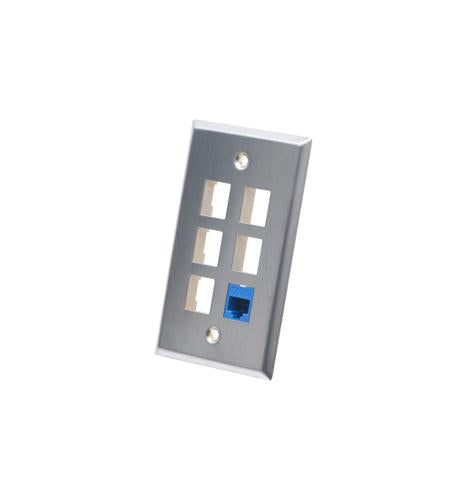 FACEPLATE, STAINLESS STEEL,1-GANG,6-PORT