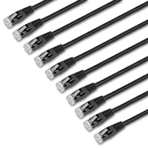 6FT BLACK CAT6 CABLE 10 PACK RJ45 UTP PATCH CABLE GIGABIT LAN