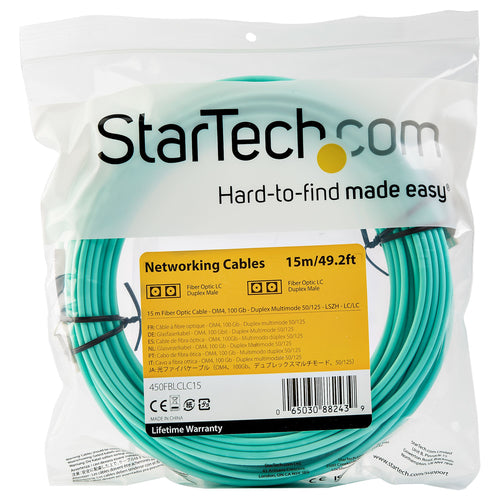 15M MULTIMODE FIBER OPTIC CABLE OM3 LC/LC 50/125 LSZH FIBER CABLE