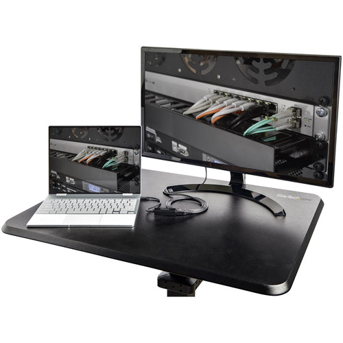 MOBILE STANDING DESK ON WHEELS PORTABLE SIT STAND HEIGHT ADJ CART
