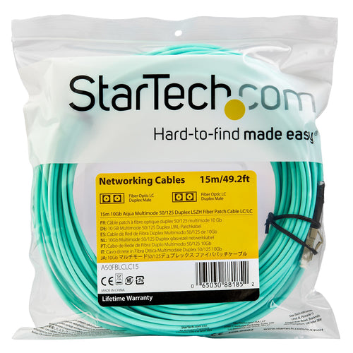 15M MULTIMODE FIBER OPTIC CABLE OM3 LC/LC 50/125 LSZH FIBER CABLE