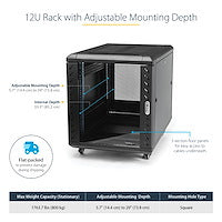 12U AV RACK CABINET 4 POST FLOOR STANDING IT CABINET ENCLOSURE