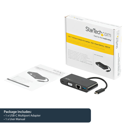 USB C MULTIPORT ADAPTER 60W PD VGA MINI DOCK W/ POWER DELIVERY