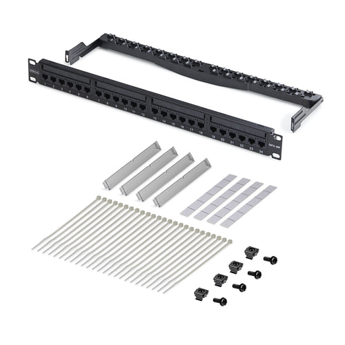 1U FEED THROUGH PATCH PANEL 24 PORT WITH RJ45 INLINE COUPLERS (C6PANELUTP241UFT)
