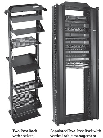 2 Post Open Frame Racks 7FT 45U BK