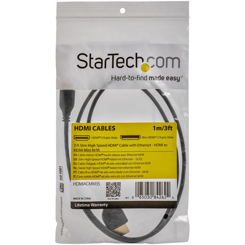 3FT MINI HDMI TO HDMI CABLE M/M HIGH SPEED SLIM HDMI ADAPTER/CORD