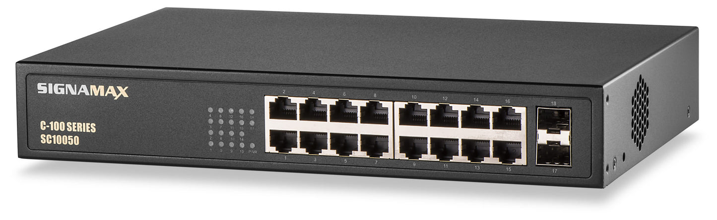 C-100 16 Port Gigabit PoE+ Switch 2 SFP