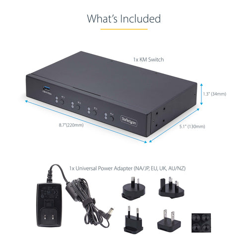 4-PORT KEYBOARD/MOUSE SWITCH MOUSE ROAMING KM/USB SWITCH