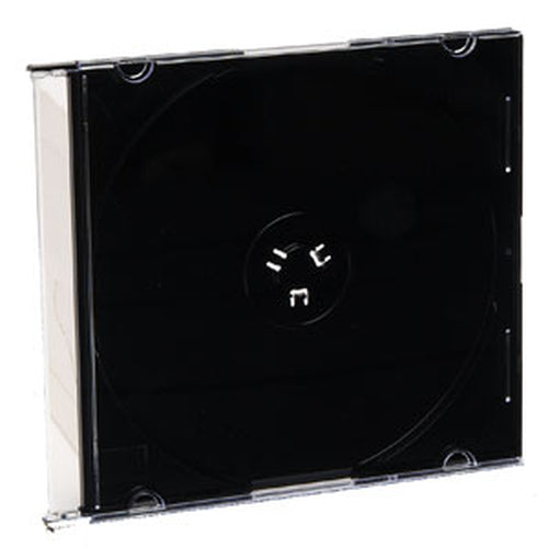 200PK CD AND DVD SLIM JEWEL CASES CLEAR TOP BLACK TRAY BULK