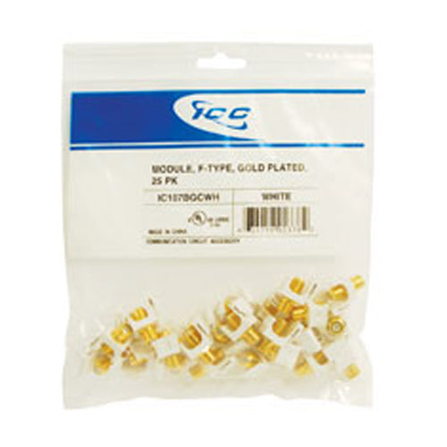 MODULE- F-TYPE- GOLD PLATED- 25 PK WHITE