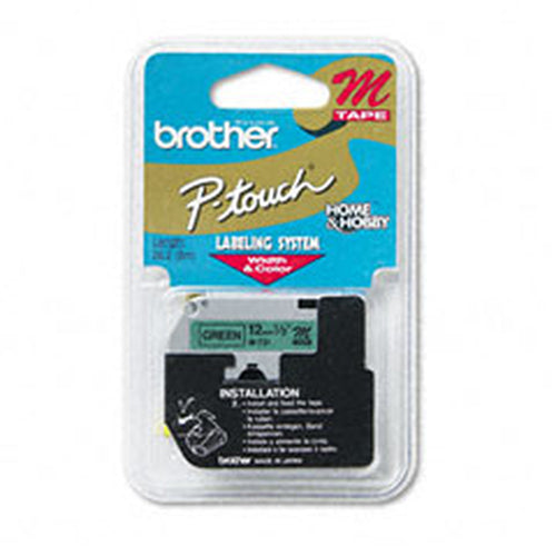 1/2IN BLACK ON METALLIC GREEN NON-LAMINATED TAPE PT-85 100 110