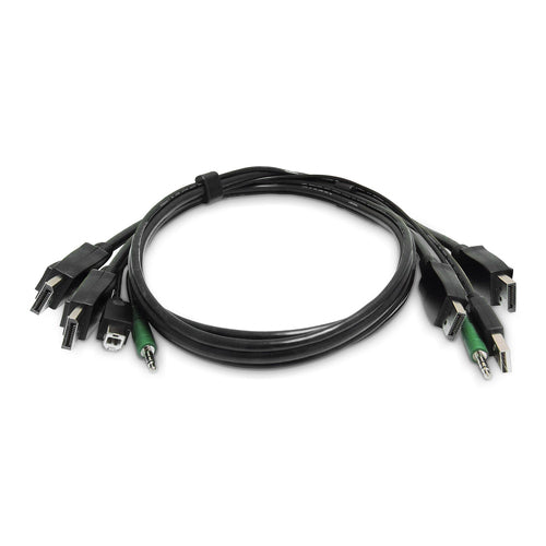 6FT DUAL-DP KVM CABLE - USB 2.0 3.5MM AUDIO TAA