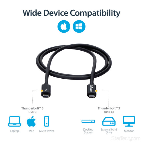 3.3FT THUNDERBOLT 3 CABLE USB C 20GBPS TB3/USB-C DISPLAYPORT CORD