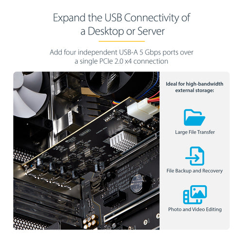 4-PORT USB-A PCIE CARD 5GBPS 4X USB CONTROLLERS PCI EXPRESS CARD