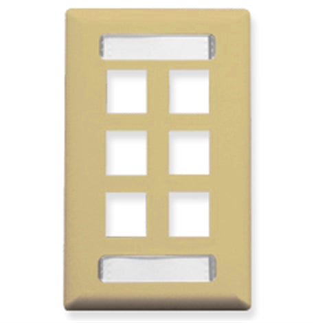 FACEPLATE- ID- 1-GANG- 6-PORT- IVORY
