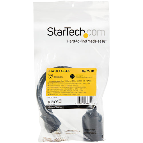1FT POWER EXTENSION CORD NEMA L5-20R TO 5-20P COMPUTER POWER CORD