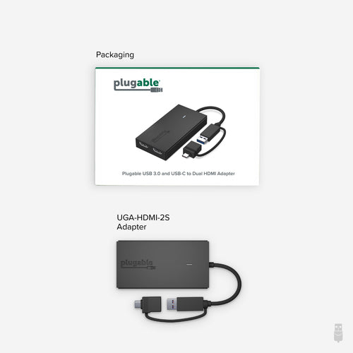 PLUGABLE USBC - HDMI ADAPTER DUAL MONITOR VIDEO GRAPHICS ADAPTER