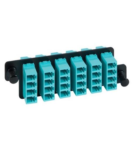 HD ADAPTER PANEL, 6 QUAD LC, 24F,AQUA,MM