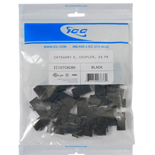 MODULE- COUPLER- CAT 6 25 PK- BLACK