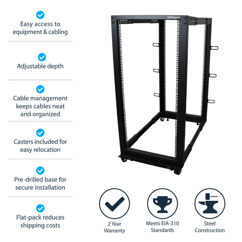 25U OPEN FRAME SERVER RACK 4 POST NETWORK EQUIPMENT RACK