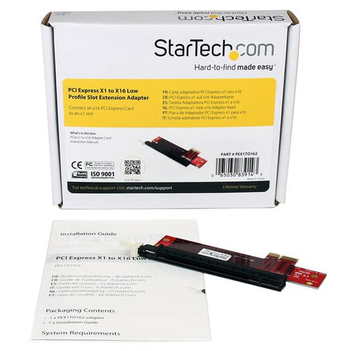 PCIE EXTENSION X1 X16 ADAPTER PCIE LOW PROFILE EXTENSION ADAPTER (PEX1TO162)