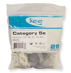 IC107E5CWH - 25PK Cat5 Jack - White EZ