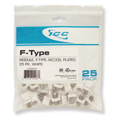 MODULE- F-TYPE NICKEL PLATED 25 PK WHITE