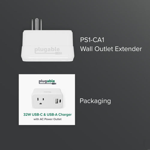 PLUGABLE 32W USBC USB CHARGER 32W USB-C USB-A AC OUTLET CHARGER