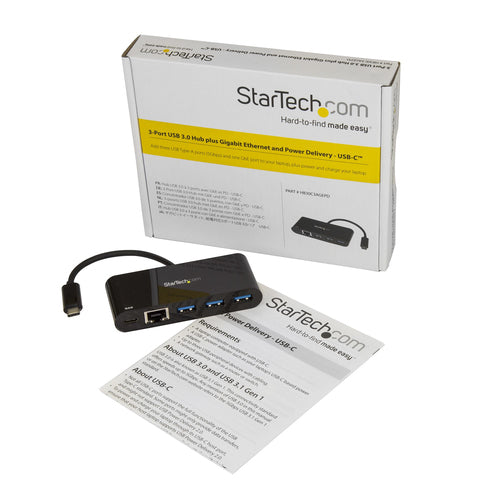 3 PORT USB C HUB WITH ETHERNET TYPE C GIGABIT RJ45 USB ADAPTER HUB