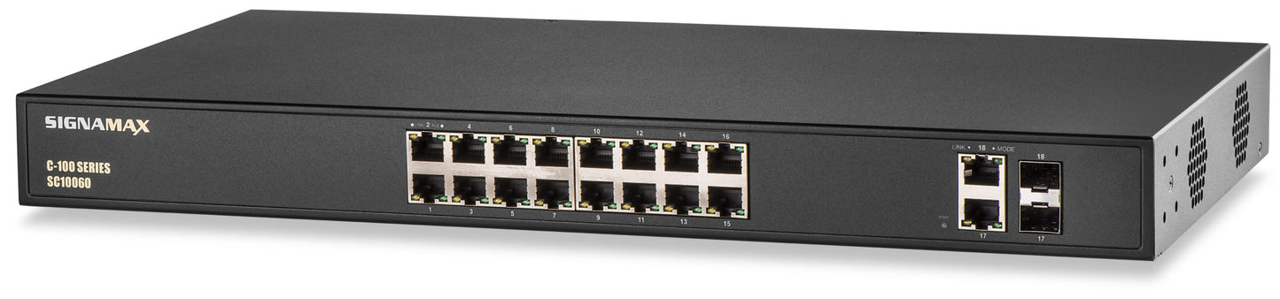 C-100 16 Port Fast Ethernet PoE+ Switch