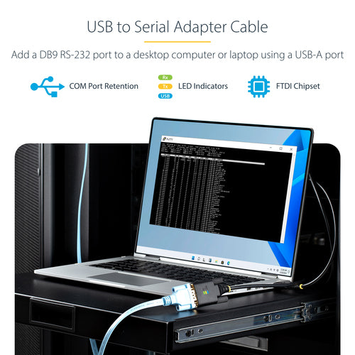 3FT USB TO SERIAL CABLE - USB TO DB9 RS232 ADAPTER
