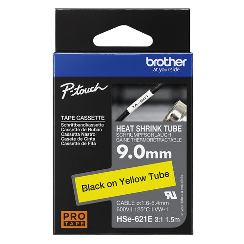 0.35IN X4.9FT 8.9MM X1.5M 3:1 HEAT SHRINK TUBE BLK ON YELLOW DIA: