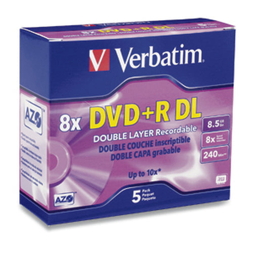 5PK DVD+R DL 8X 8.5GB BRANDED JEWEL CASE (95311)