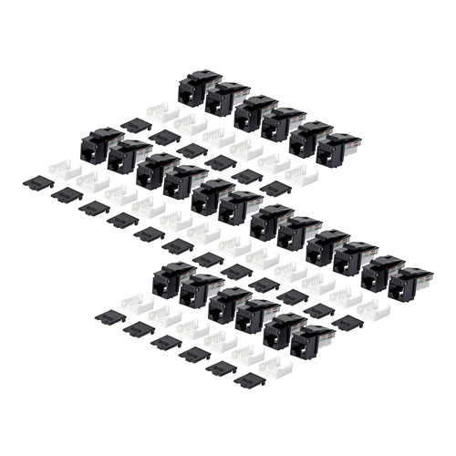 CAT6 UTP KEYSTONE JACK 24-PACK 90-DEGREE 110 PUNCH DOWN BLACK (C6KEY110BK24PK)