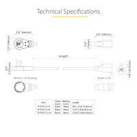 10FT POWER EXTENSION CORD NEMA 5-15P TO 5-15R ROTATING FLAT PLUG