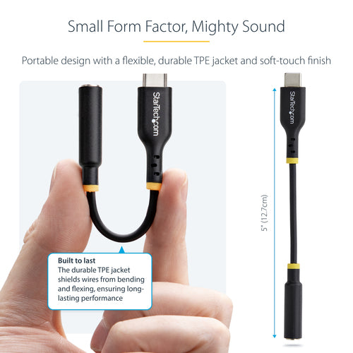 USB-C AUDIO ADAPTER TO 3.5MM TRRS HEADPHONE JACK - TYPE-C DONGLE