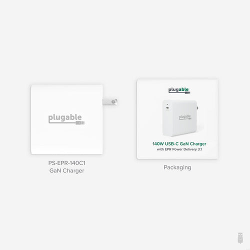 PLUGABLE USBC 140W WALL CHARGER USBC PD 3.1 GAN POWER ADAPTER 140W