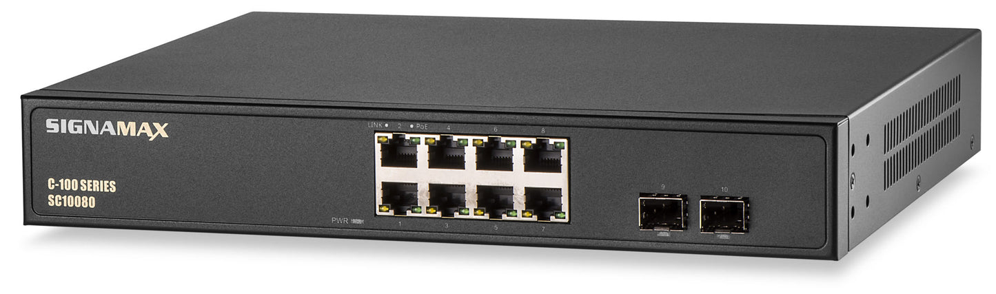C-100 8 Port Gigabit PoE+ Switch 2SFP