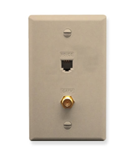 FACEPLATE- IDC- VOICE and F-TYPE- IVORY