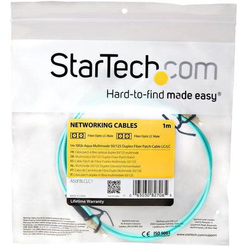 1M MULTIMODE FIBER OPTIC CABLE OM3 LC/LC 50/125 LSZH FIBER CABLE