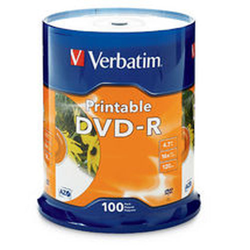 100PK DVD-R 16X 4.7GB BRANDED WHITE INKJET PRINTABLE SPINDLE