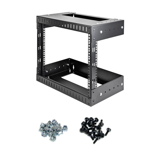 8U WALL MOUNT OPEN FRAME RACK NETWORK EQUIPMENT PATCH PANEL RACK