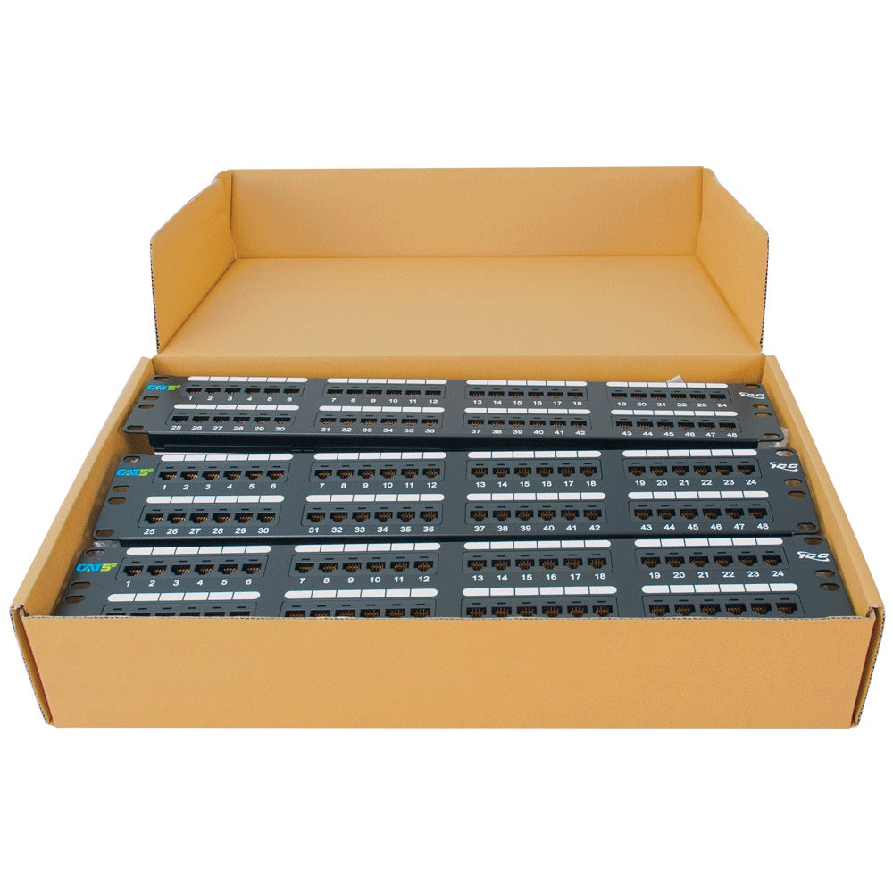 PATCH PANEL- CAT 5E- 48-PORT- 2RMS- 6 PK