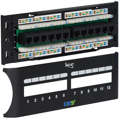 PATCH PANEL- CAT 5e FRONT- 12 PORT