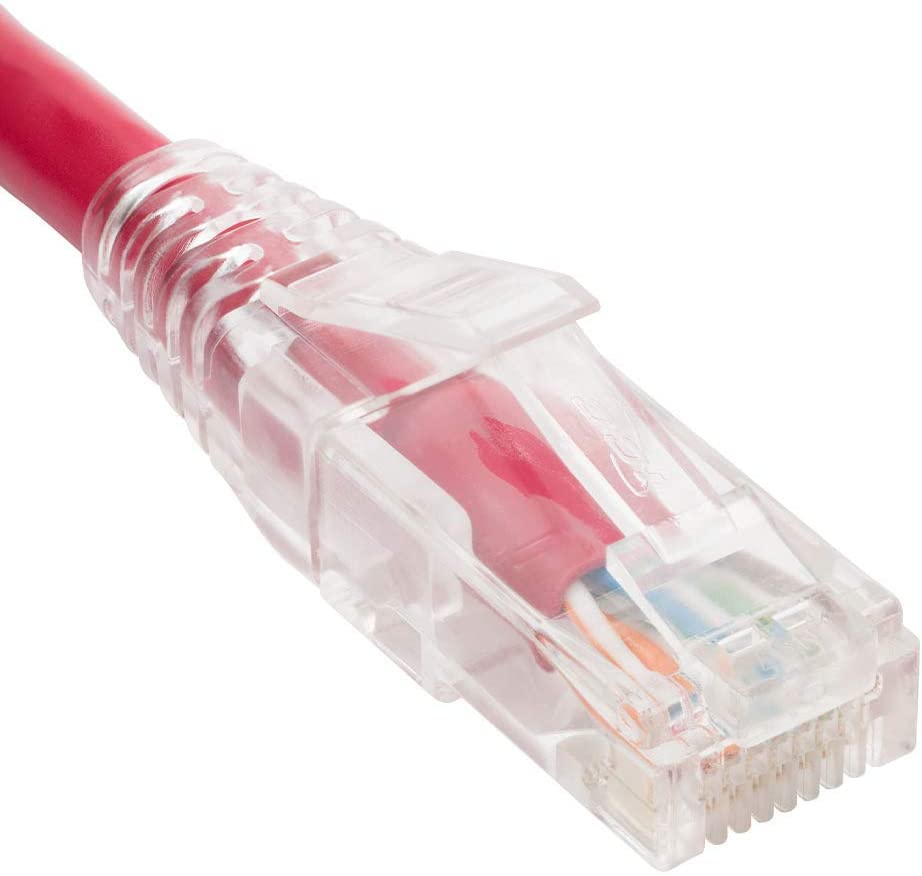PATCH CORD CAT6 CLEAR BOOT 25' RED