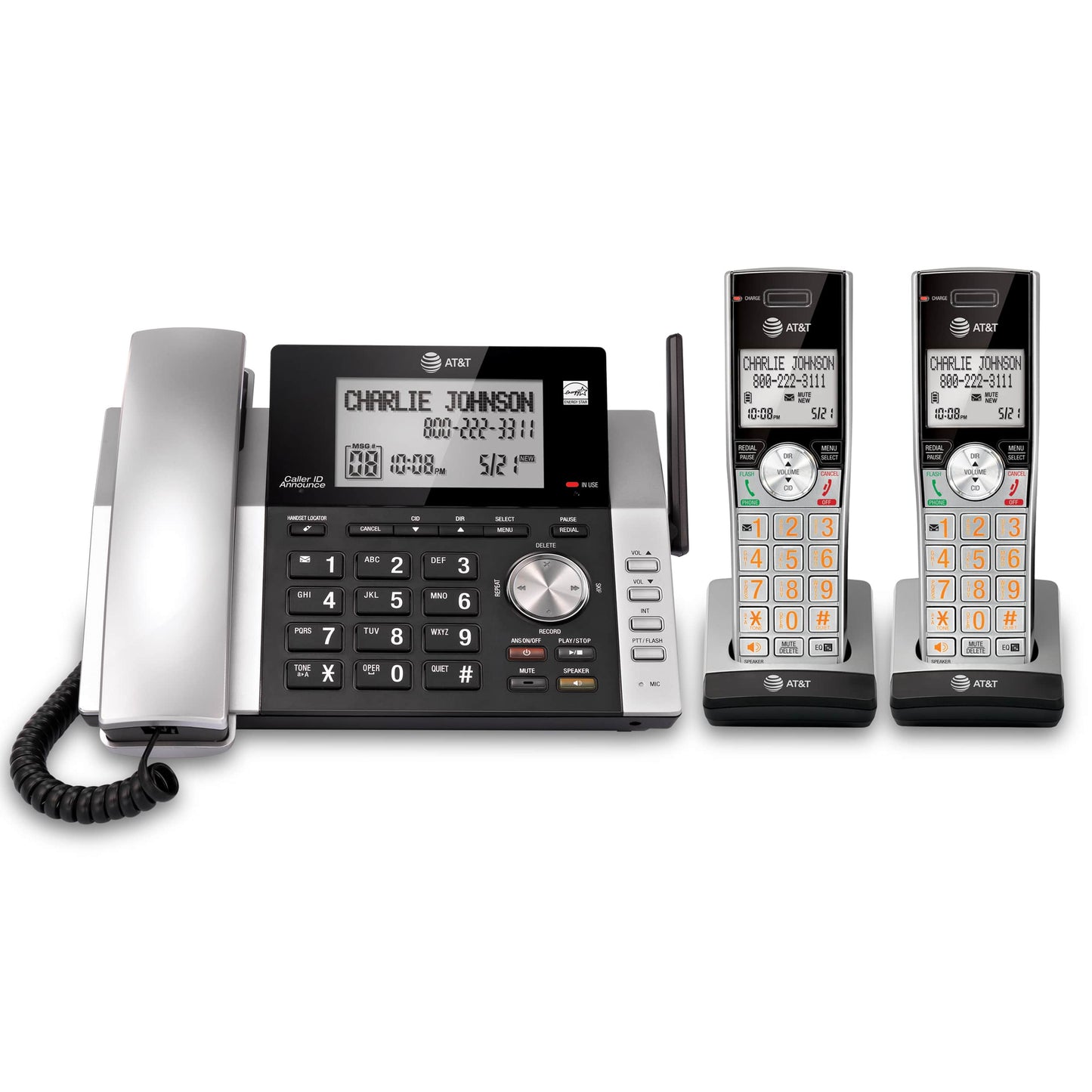 2 Handset Corded Cordless Answering Sys
