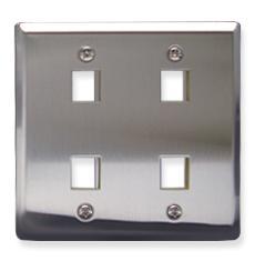 FACEPLATE- STAINLESS STEEL-2-GANG-4-PORT