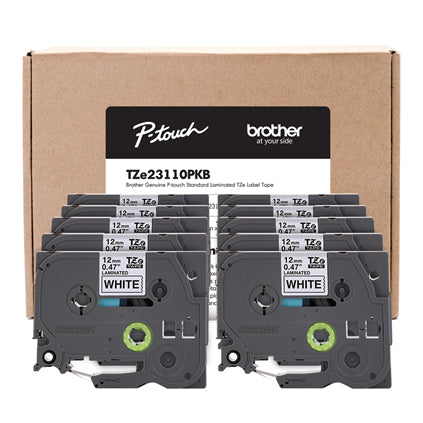 TZE23110PKB - LABELING TAPE 1/2 BLACK ON WJHITE TAPE - 10PK